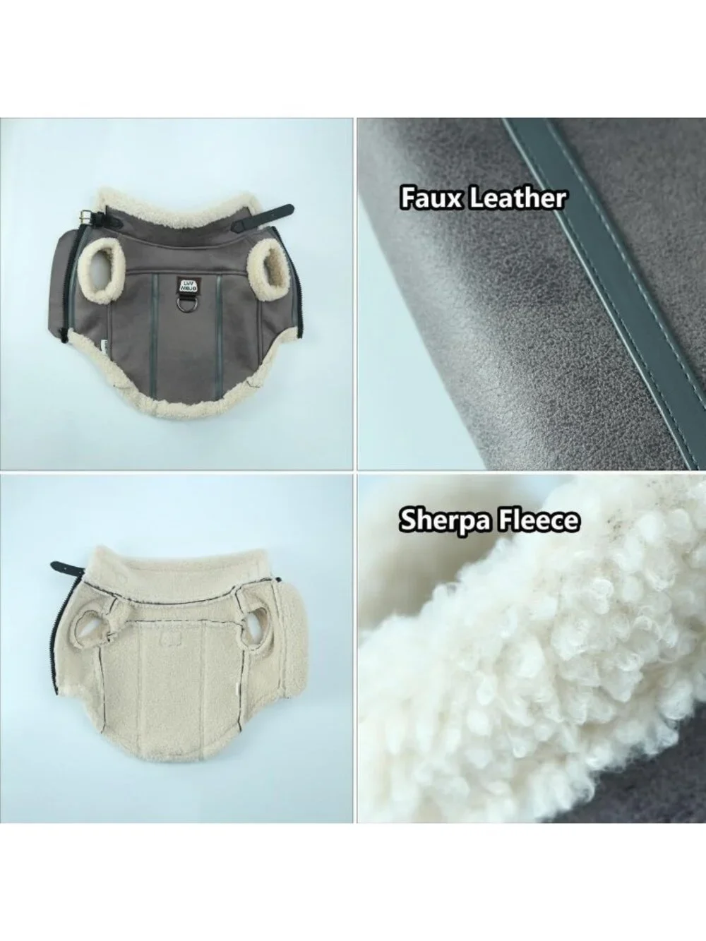 Stylish Retro Aviator Dog Jacket with Sherpa Lining, Faux Leather Winter Coat